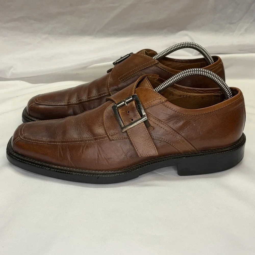 Vintage Johnston & Murphy Monkstrap Dress Shoes Mens US 9 M Brown Made In Italy